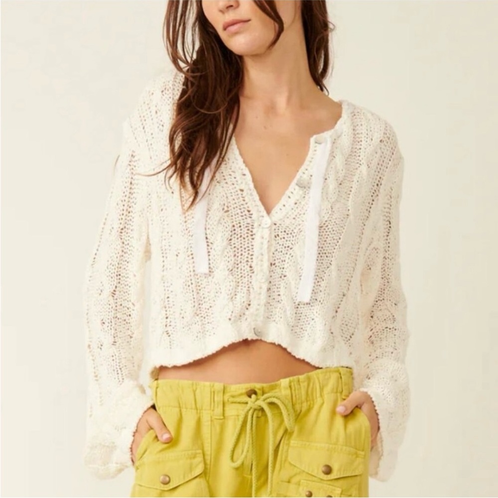 NWT Free People Robyn Crochet Knit Cardigan